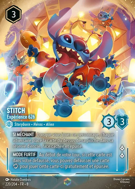 Stitch - Expérience 626, carte Disney Lorcana CH8-220 — extension Le Règne de Jafar