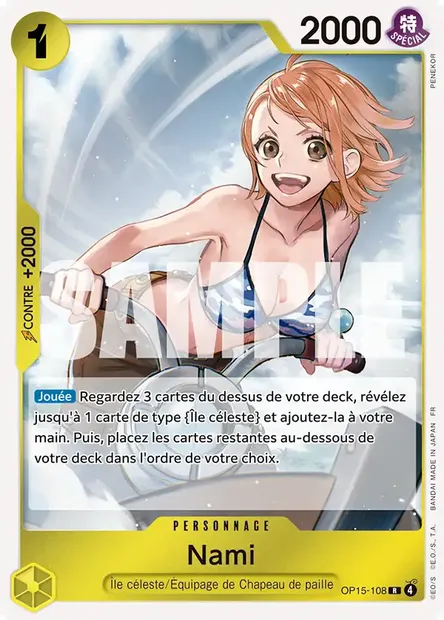 Nami, carte One Piece OP15-108 — extension AVENTURE SUR L'ÎLE DE DIEU