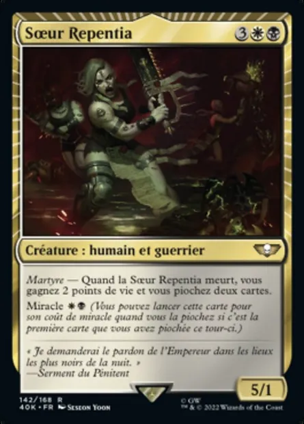 Sœur Repentia, carte Magic 40K 142 — extension Warhammer 40,000 Commander