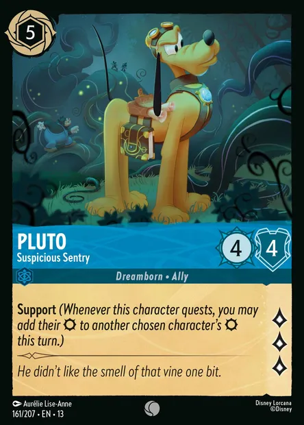 Pluto - Suspicious Sentry, Disney Lorcana card CH13-161 — Attack of the Vine! set