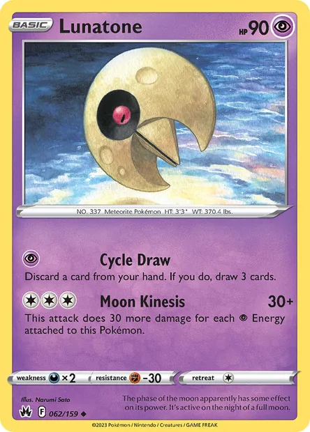 Lunatone, Pokémon card CRZ 062 — Crown Zenith set