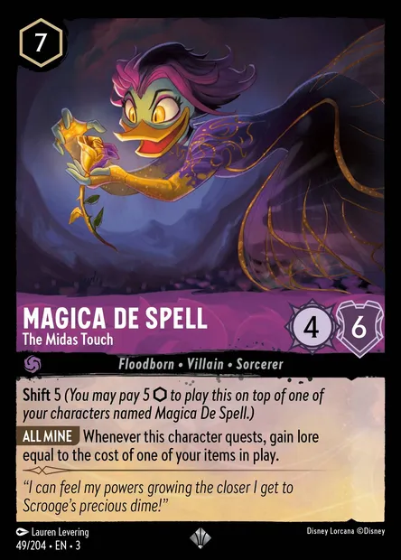 Magica De Spell - The Midas Touch, Disney Lorcana card CH3-049 — Into the Inklands set
