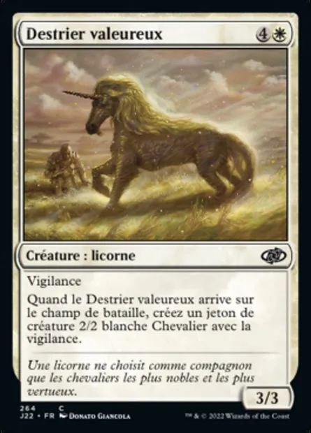 Destrier valeureux, carte Magic J22 264 — extension Jumpstart 2022