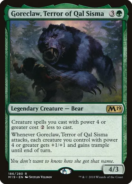 Goreclaw, Terror of Qal Sisma, Magic card M19 186 — Core Set 2019 set