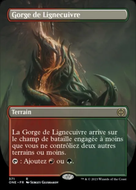 Gorge de Lignecuivre, carte Magic ONE 371 — extension Tous Phyrexians