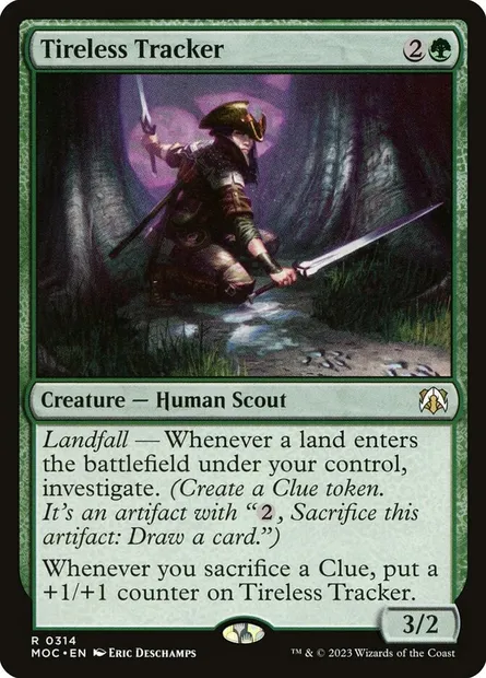 Tireless Tracker, Magic card MOC 314 — March of the Machine Commander set