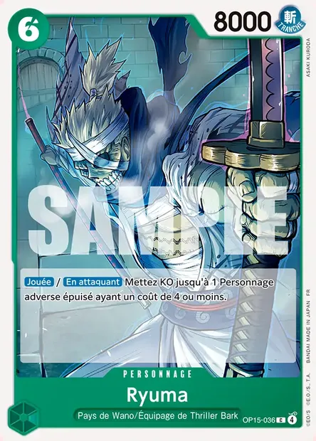 Ryuma, carte One Piece OP15-036 — extension AVENTURE SUR L'ÎLE DE DIEU