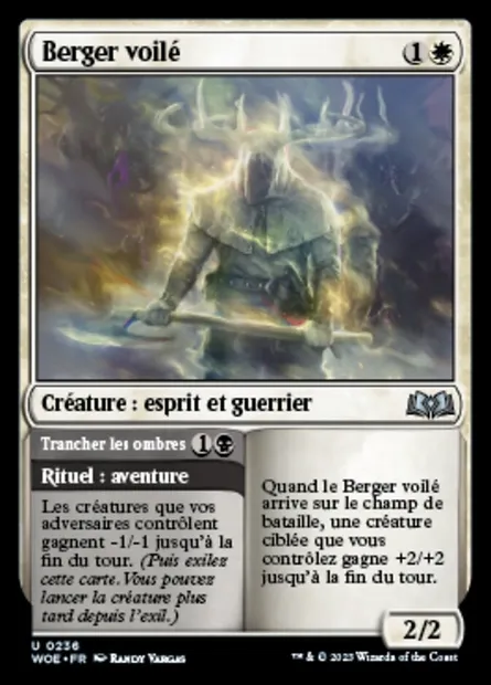Berger voilé // Trancher les ombres, carte Magic WOE 236 — extension Wilds of Eldraine