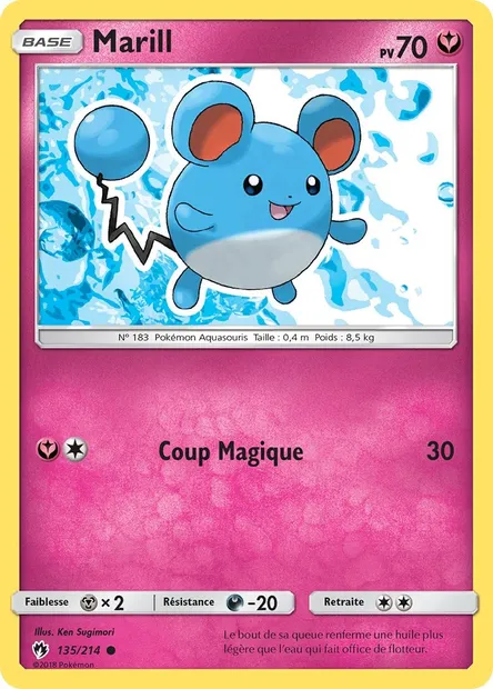 Marill, carte Pokémon LOT 135 — extension Tonnerre Perdu