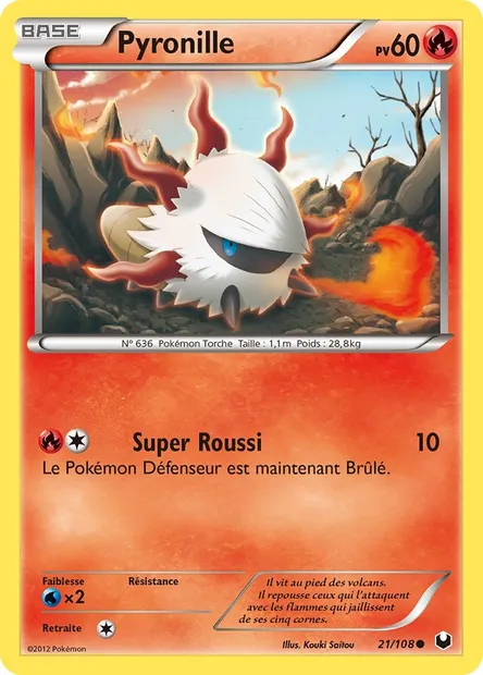 Pyronille, carte Pokémon DEX 21 — extension Explorateurs Obscurs