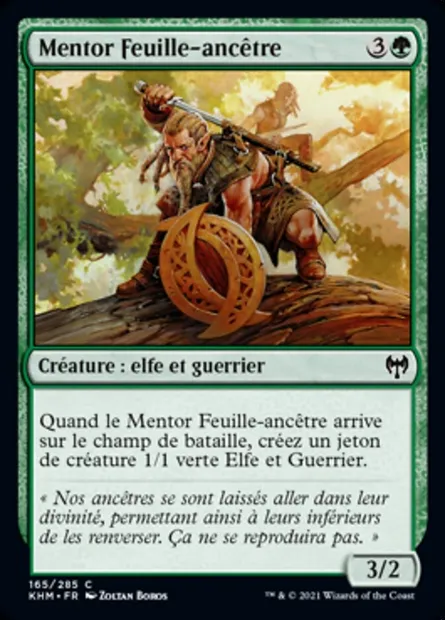 Mentor Feuille-ancêtre, carte Magic KHM 165 — extension Kaldheim