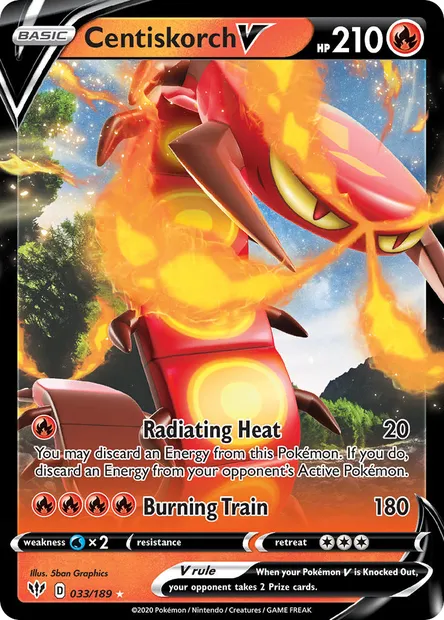 Centiskorch V, Pokémon card DAA 33 — Darkness Ablaze set