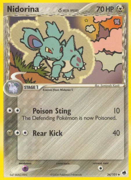 Nidorina δ, Pokémon card DF 34 — Dragon Frontiers set