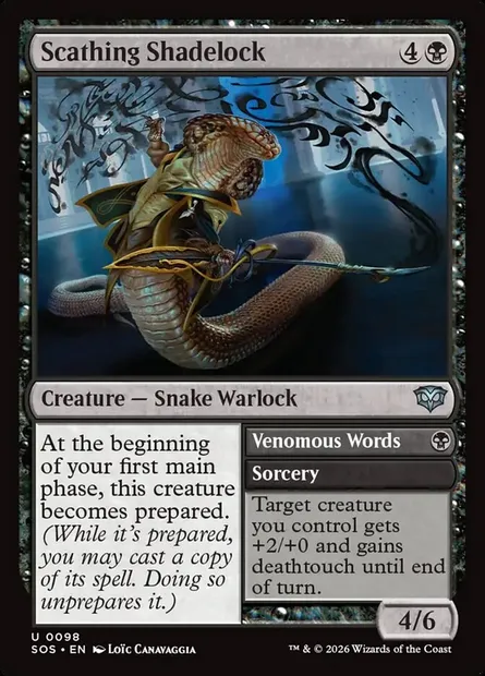 Scathing Shadelock // Venomous Words, Magic card SOS 98 — Secrets of Strixhaven set