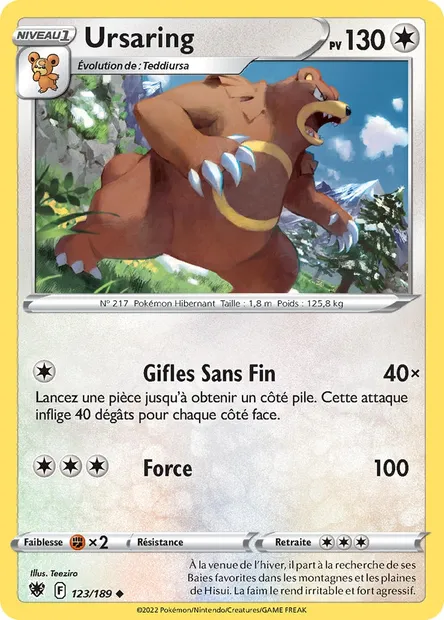 Ursaring, carte Pokémon ASR 123 — extension Astres Radieux