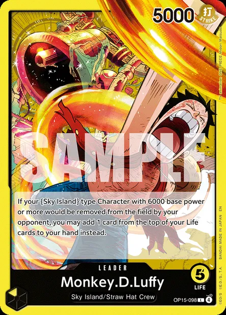 Monkey.D.Luffy, One Piece card OP15-098 — ADVENTURE ON KAMI’S ISLAND set