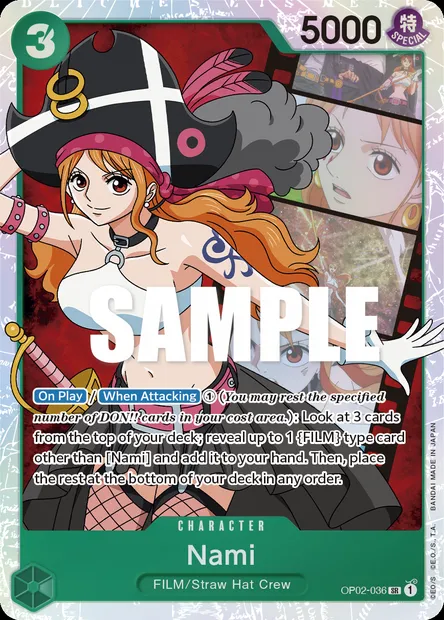 Nami, One Piece card OP02-036 — PARAMOUNT WAR set