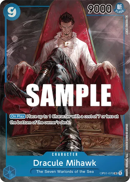 Dracule Mihawk, One Piece card OP01-070 — ROMANCE DAWN set