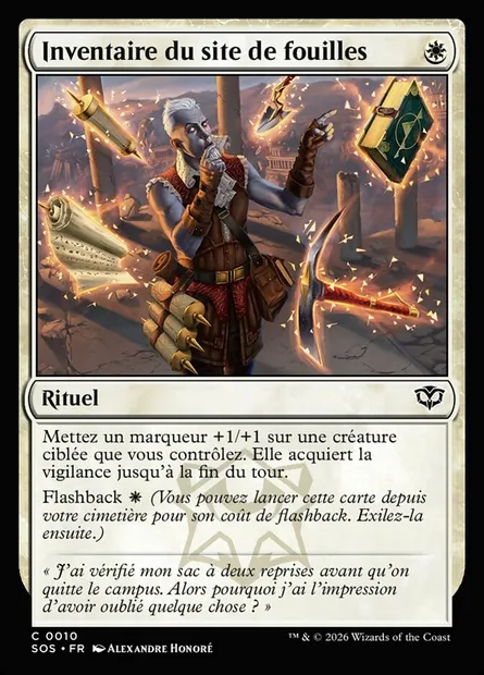Inventaire du site de fouilles, carte Magic SOS 10 — extension Secrets of Strixhaven