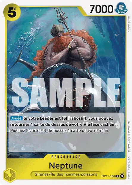 Neptune, carte One Piece OP11-108 — extension DES POINGS VIFS COMME L'ÉCLAIR