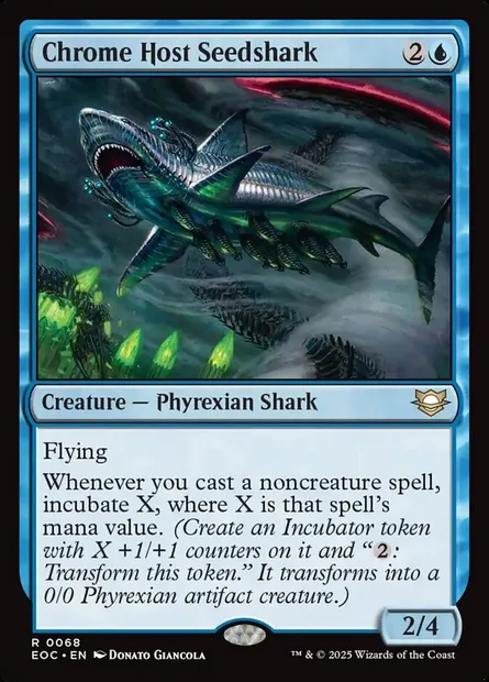 Chrome Host Seedshark, Magic card EOC 68 — Edge of Eternities Commander set