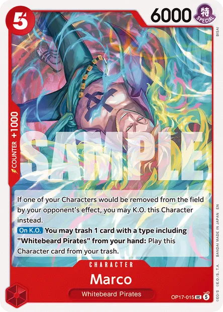 Marco, One Piece card OP17-015 — THE WORLD’S STRONGEST WARRIORS set