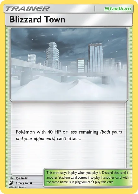 Blizzard Town, Pokémon card UNM 187 — Unified Minds set