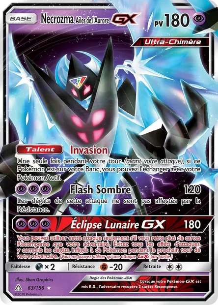 Necrozma Ailes de l’Aurore GX, carte Pokémon UPR 63 — extension Ultra-Prisme