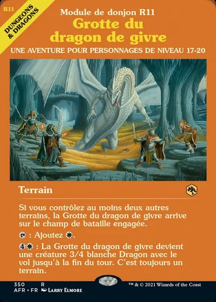 Grotte du dragon de givre, carte Magic AFR 350 — extension Forgotten Realms: Aventures dans les Royaumes Oubliés