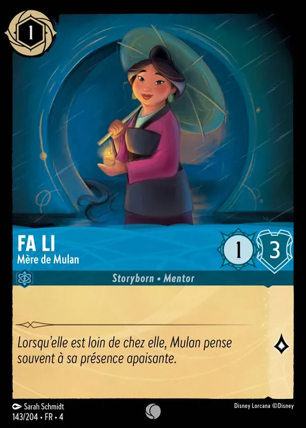 Fa Li - Mère de Mulan, carte Disney Lorcana CH4-143 — extension Le Retour d'Ursula