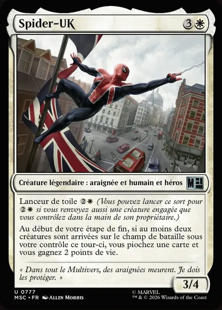 Spider-UK, carte Magic MSC 777 — extension Marvel Super Heroes Commander