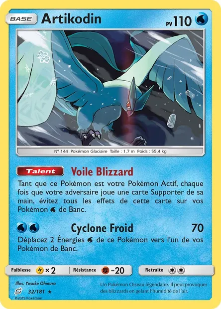 Artikodin, carte Pokémon TEU 32 — extension Duo de Choc