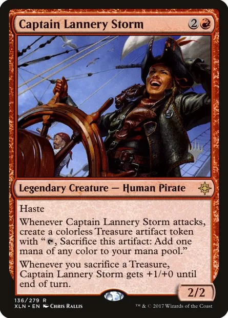 Captain Lannery Storm, Magic card PXLN 136p — Ixalan Promos set