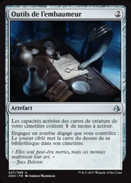 Outils de l'embaumeur, carte Magic AKH 227 — extension Amonkhet