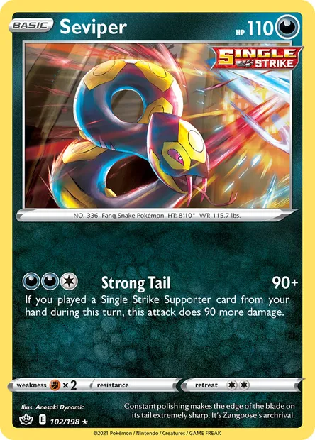 Seviper, Pokémon card CRE 102 — Chilling Reign set