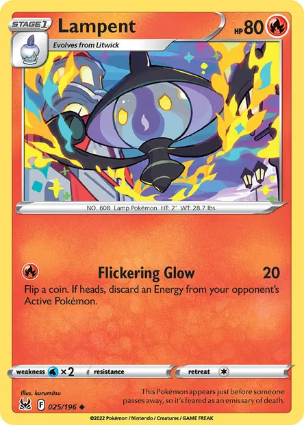 Lampent, Pokémon card LOR 025 — Lost Origin set