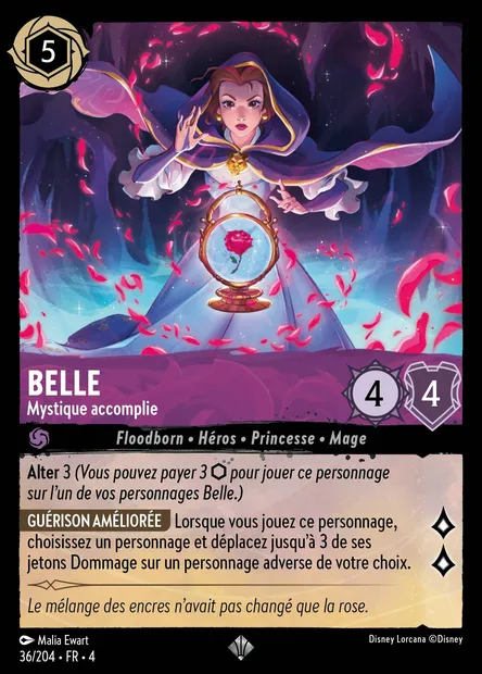 Belle - Mystique accomplie, carte Disney Lorcana CH4-036 — extension Le Retour d'Ursula