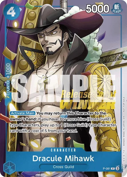 Dracule Mihawk, One Piece card P-081 — Promotion card set