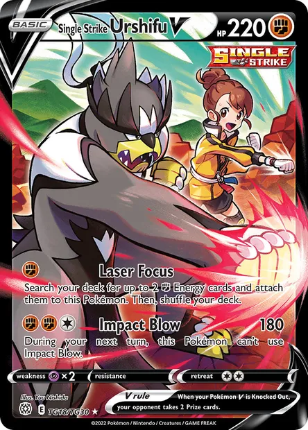 Single Strike Urshifu V, Pokémon card BRS TG18 — Brilliant Stars set