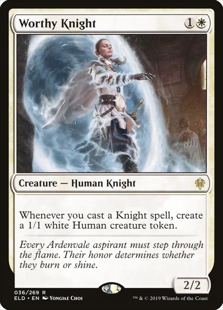 Worthy Knight, Magic card PELD 36p — Throne of Eldraine Promos set