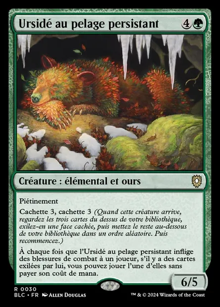 Ursidé au pelage persistant, carte Magic BLC 30 — extension Bloomburrow Commander