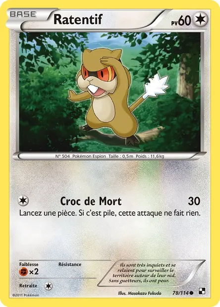 Ratentif, carte Pokémon BLW 78 — extension Noir & Blanc