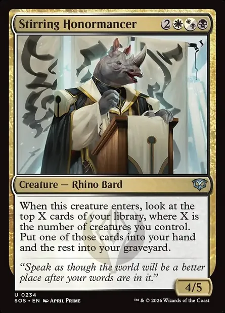 Stirring Honormancer, Magic card SOS 234 — Secrets of Strixhaven set