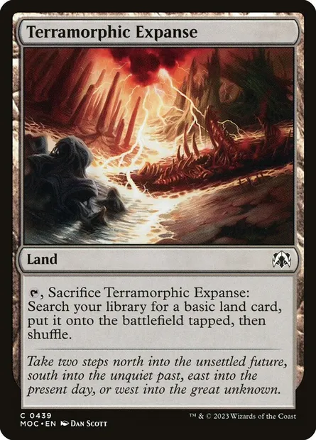 Terramorphic Expanse, Magic card MOC 439 — March of the Machine Commander set