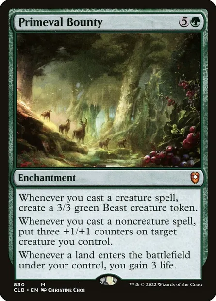 Primeval Bounty, Magic card CLB 830 — Commander Legends: Battle for Baldur's Gate set