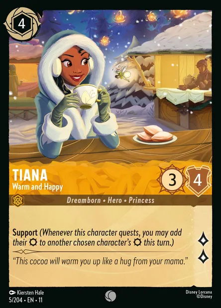 Tiana - Warm and Happy, Disney Lorcana card CH11-005 — Winterspell set