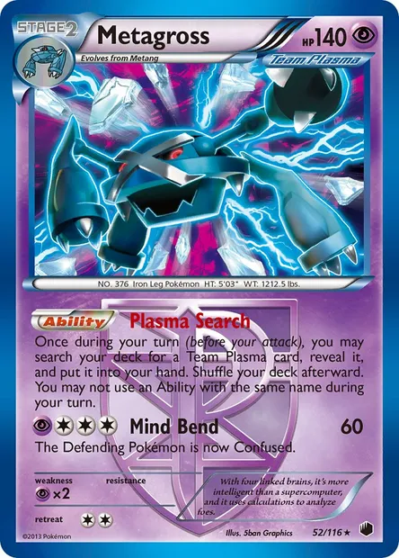 Metagross, Pokémon card PLF 52 — Plasma Freeze set