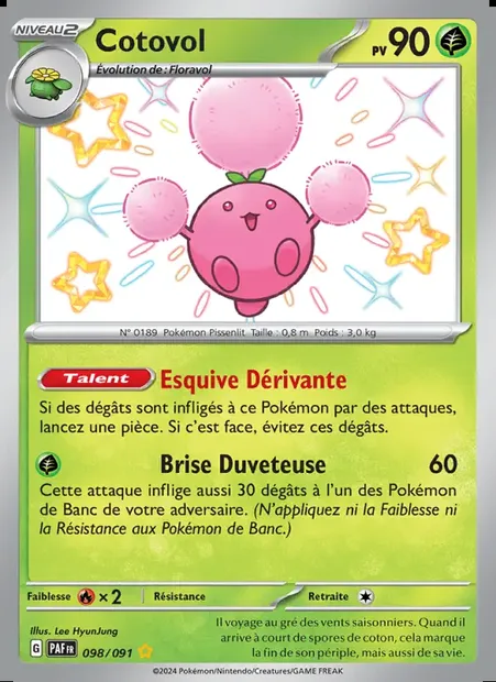 Cotovol, carte Pokémon PAF 098 — extension Destinées de Paldea