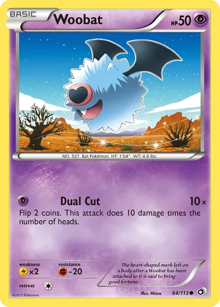 Woobat, Pokémon card LTR 64 — Legendary Treasures set