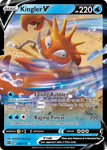 Kingler V, Pokémon card BRS 028 — Brilliant Stars set